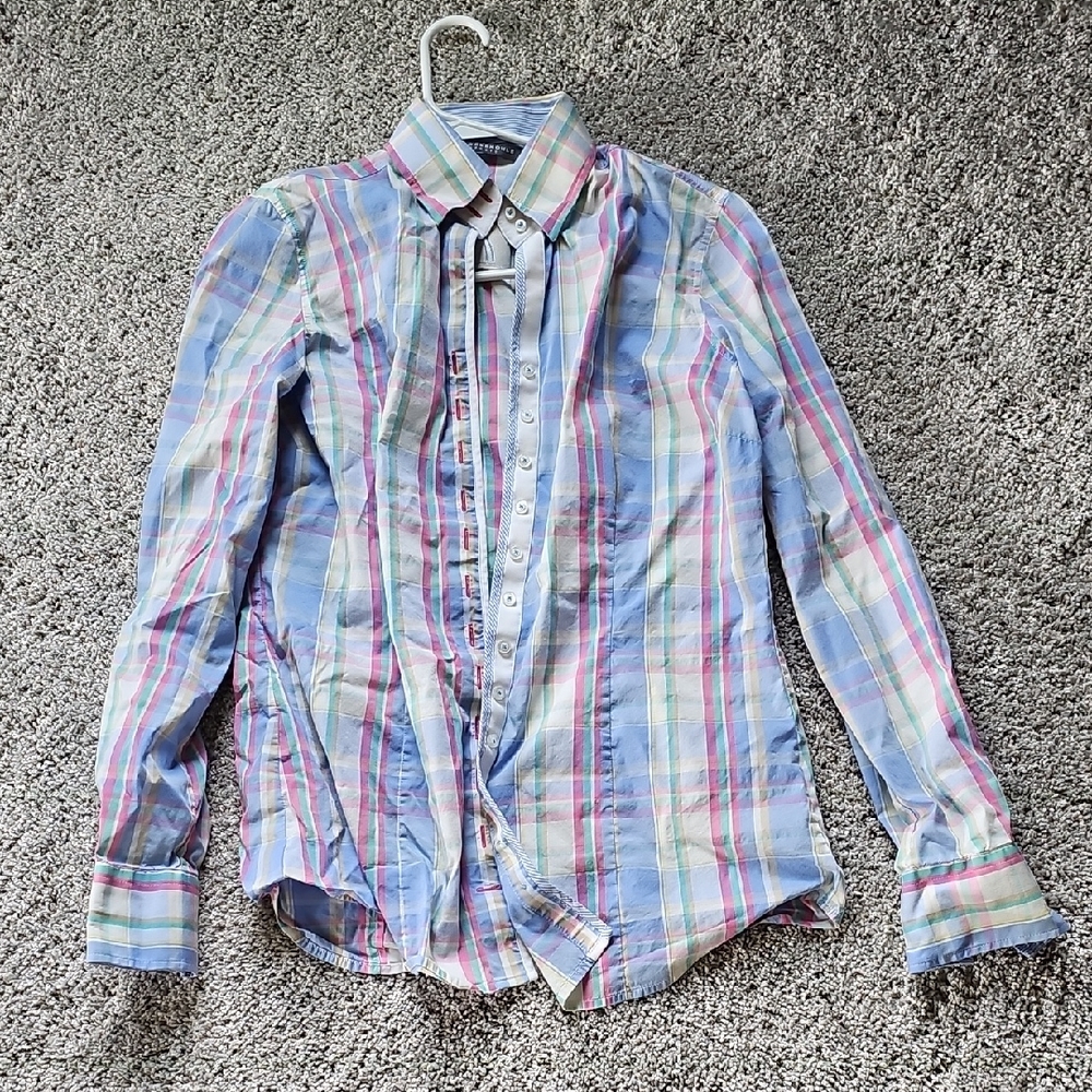 Women's Multicolor Plaid Button-Down Blouse
